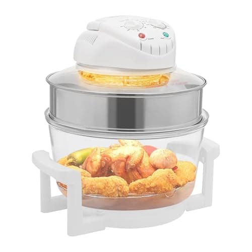 TYUNGZM Electric Turbo Convection Oven Roaster, 17L Turbo Electric Glass Air Fryer w/ 2 Grill, Multifunction Oilless Halogen Oven, 360℃ Heating Viewable Glass Air Fryer for Kitchens