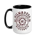 Milwaukee WI | Wisconsin | Vintage City Apparels Ceramic Mug, Black/White, 15oz