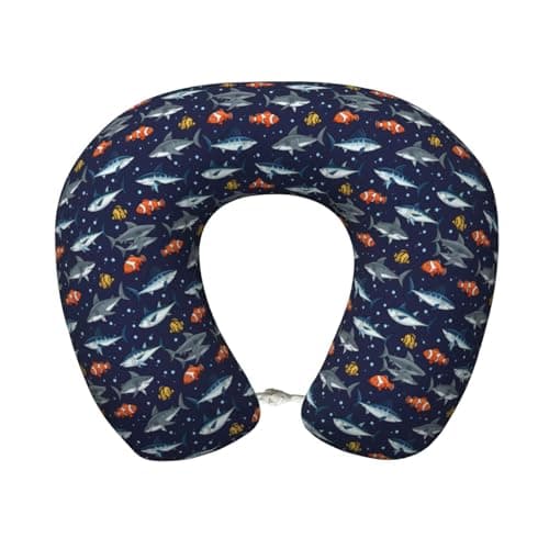 HYQMXGFGYS Sea Fish Travel Pillow Ocean Animals Memory Foam Neck Pillow for Traveling Office