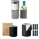 SAMRADO Pet Air Purifier PJ11, 1 Pack Replacement HEPA Filter and 6-Pack Pre-Filter for Home Up to 4000 Ft² in 1 Hr with Washable Pre-Filter, Air Purifier for Home Pets