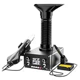 Solder Fume Extractor & Smoke Purifier for Soldering, Welding, Laser Engraving - Includes Integrated Soldering Iron Station & Hot Air Blower for Efficient Work