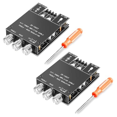 Daakro ZK-1002T Bluetooth Amplifier Board,100W+100W 2.0 Channel Amp Board w/Treble/Bass Control,DC 12-24V, BT/AUX Inputs,Audio Amp Board for Home DIY Wireless Speakers,Password Free (2PCS ZK-1002T)