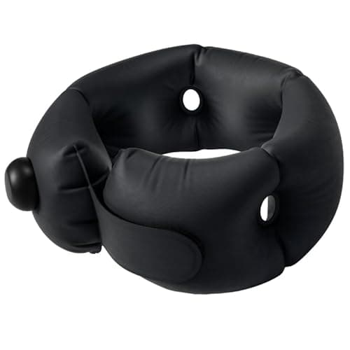 Portable Inflatable Neck Pillow for Travel, Ergonomic U-Shaped Airplane Travel Pillow for Sleeping, Breathable Flight Pillow with Adjustable Strap & Neck Support for Car, Train, Office