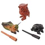 JOINPAYA 3PCS Guiro Percussion Instruments, Wooden Owl, Frog, Cricket Hand Instrument with Rhythm Sticks, Colorful Animal Sound Maker, Latin Music Class Tool