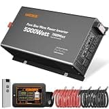 Pure Sine Wave Inverter 5000 Watt,12V DC to 120V AC Inverters for RV,Truck,Solar,Home,Power Inverter with Dual Remote Control,45A Hardwire Port,4 AC Outlets, 36W USB-C, 5V 3.6A USB Surge 7000 Watt