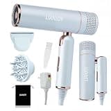 LIANJOY Foldable Fast Drying Hair Dryer with Diffuser, 1600W Professional Ionic Blow Drye for Women, Lightweight and Low Noise Portable Hairdryer for Travel (White)