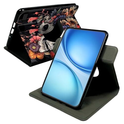 Cdkfxjy Case for Fire 7 5th/7th/9th (2015/2017/2019), 360° Rotating Stand Cover with Auto Wake Sleep, Premium PU Leather Folio Protective Shell,Mushroom Skull Flower