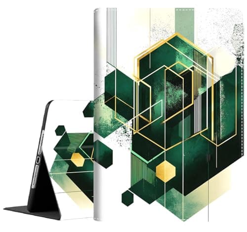 BFRKXOCK Case for iPad 9.7 5th/ 6th Gen (2017/2018)/ iPad Air 2/ Air 1, Multi-Angle Smart Stand Cover Auto Sleep/Wake for iPad 9.7 inch 2018 2017, Emerald Gold Abstract