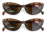 V.W.E. 2 Pairs Women Cateye Black Tortoise Reading Sunglasses - Outdoor Cat Eye Readers (2 Tortoise, 1.00)