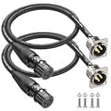 AA AUDIO ACCESSORY XLR Pass Through Cable 2ft 2 Pack, XLR Male Panel Mount to Female Adapter, Gold-Plated REAN by Neutrik, 20AWG Kevlar-Reinforced Pro Audio Cable for Patchbays Stage Boxes&Rack Panels