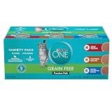 Purina ONE Grain Free, Natural Pate Wet Cat Food Variety Pack, Beef, Chicken and Ocean Whitefish Recipes - (2 Packs of 12) 3 oz. Pull-Top Cans