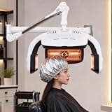 GwlThixion Wall Mount Hair Dryer with 5 Heating Discs, Hair Color Processor with LCD Display, 360° Surround Infrared Hair Heater Accelerate Dye & Perm Processing, for Spas, Salons White-Suspendedtype