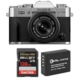 X-T30 III Mirrorless Camera with XC 13-33mm Lens, Silver, Bundle with Extra Battery and 128GB Memory Card