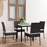 KLGBNCVE 5 Piece Black Patio Dining Set with Steel Frame and PE Rattan, Lightweight Outdoor Table and Chairs with Thick Removable Seat Cushions