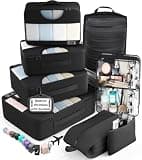 Veken 9 Set Packing Cubes for Travel,Anti-Wrinkle Buckled Suitcase Organizer with Shoe,Toiletry,Makeup Bag,Carry On Luggage Bag with 99+ Count Mesh Holes for Airplane & College Dorm Essentials