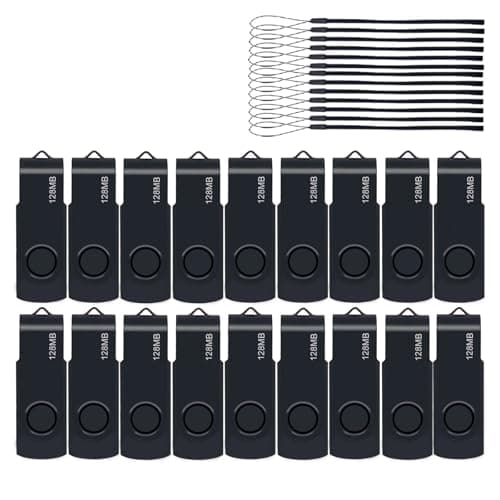 20 Pack 128MB USB Flash Drive,USB 2.0 Thumb Drive with Some Lanyards, Bulk USB Drives,128MB 20pcs