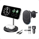 Anker MagGo Qi2 15W 2-in-1 Magnetic Charging Stand & Prime Qi2 25W MagSafe Wireless Car Charger with AirCool TEC Cooling Bundle, Fast Charging for iPhone, AirPods & Apple Watch