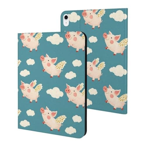 Compatible with iPad A16 Case 11 Inch 2025, Compatible with iPad 10th Generation Case 10.9 Inch 2022, Cute Pig Wings Print Slim Tablet Cover, with Stand, Auto Wake/Sleep