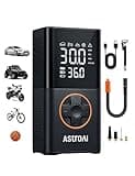 AstroAI L7 Tire Inflator Portable Air Compressor Cordless-2pack Bike Pump with Digital Dual Values Display, 150 PSI Car Tires Pump with LED Lights Air Pump for Cars, Motorcycles, Bikes, Balls Orange