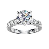 AnuClub Moissanite Engagement Ring 4.3cttw D Color Round Cut 925 Sterling Silver Eternity Wedding Promise Anniversary Band Ring for Women Size 8.5