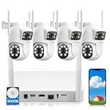 Camcamp Dual-Lens Home Security Cameras System Wireless Outdoor, 4 Cam Kits
