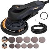 MAXXT Electric 5mm Random Orbital Sander, Palm Sander with Brushless Motor, 5/6Inch Sanding Pads, Central Vacuum, Sanders for Woodworking, Raw Wood and Panel Processing