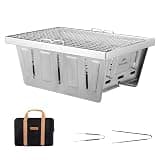 Naturehike Camping Charcoal Grill for IGT Table, Folding Barbecue Grill with Tongs & Carry Bag, Portable BBQ Grill for Outdoor Car Camping Cooking Tailgating