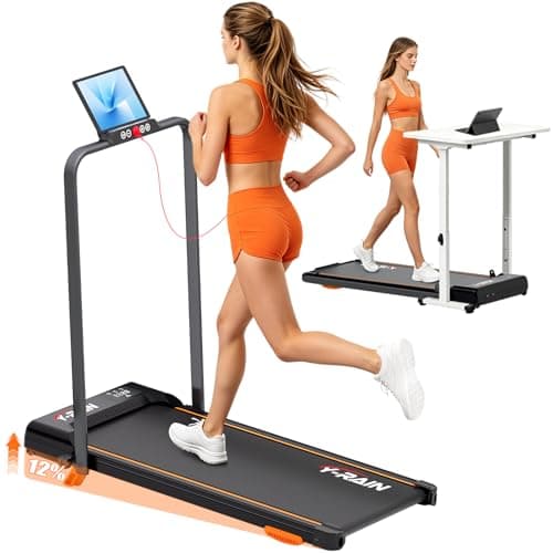 Y-RAIN 3 in 1 Walking Pad Treadmill with 12% Incline, 3.0HP Under Desk Treadmill for Home Office, Foldable Walking Pad with Handle Bar, LED Display & Remote Control, 330LBS Capacity