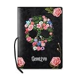 OLREDI Passport Holder for Travel, Passport Cover for Women, Cute Passport Holder with Card Slot, Floral Skull Travel Wallet, Rose Gothic Travel Accessories