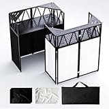 RDCMKL DJ Table Stand Portable Booth, All-Metal Heavy-Duty Foldable DJ Stand, Iron Plate Surface DJ Facade Booth, with 8 Machine-Washable Scrims, Travel Bag