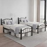 Blbeed Metal Twin Bed Frames Set of 2, Noise-Free Design & Underbed Storage Heavy Duty Bed Frames with Headboard No Box Spring Needed/Tool-Free Assembly