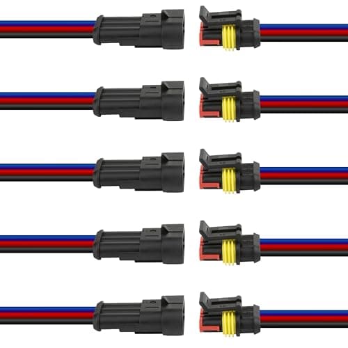 5Pcs 3 Pin Connector, 16AWG Car Waterproof Electrical Connector, Quick Disconnect Play, 3 Wire Waterproof Connector for Automobiles, Trucks, Boats, Motorcycles and Other Electrical Connections