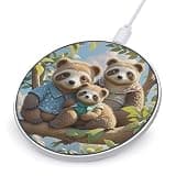 Sloth Family Wireless Charger 10W Portable Fast Wireless Charging Pad Compatible with Phone Slim Charging Station Lightweight Charger Mat Charging Block for Travel Home Office