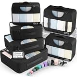 Veken 6 Set Packing Cubes for Travel Essentials,Anti-Wrinkle Buckled Suitcase Organizer for Shoe & Toiletry Bag,Carry On Luggage Bag for Airplane & College Dorm Room Accessories,Women Men Gifts