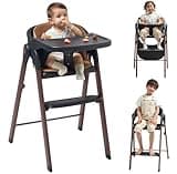 KUB Foldable Baby High Chair for Family (Black& Wood-Printed Metal)