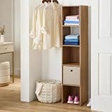 5-Cube Vertical Storage Organizer, Warm Walnut, 12.09" W x 58.62" H, Wall-Attachable Bookcase