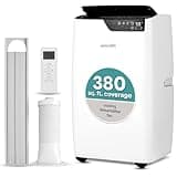 SereneLife 12000 BTU Portable Air Conditioner 3-in-1-115V Compact Standing Air Conditioner for Room Up to 380 Sq. Ft. Floor AC Unit with Touch Control Panel, Remote Control - Window Mount Kit