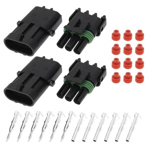 ECSiNG 2 Sets of 3 Pin Car Waterproof Sealed Plug Kit 14-16 AWG for Automotive Marine Racing