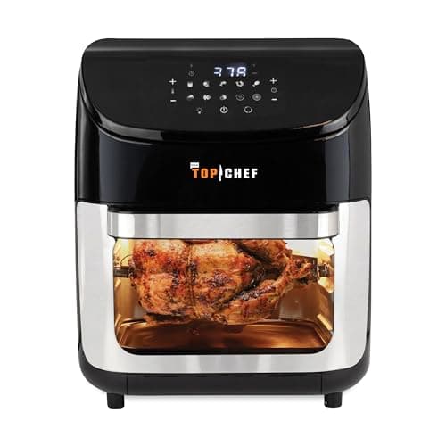 Top Chef 12L Digital Air Fryer Oven with Rotisserie, 1700W Hot Air Cooker, Touchscreen Controls, Viewing Window, Dehydrate and Reheat Functions, 18-Piece Accessory Set