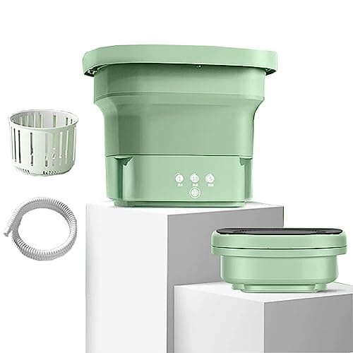 MKYOKO Mini Portable Washing Machine, Folding Washing Machine, Laundry Machine with 3 Modes Deep Cleaning Half Automatic Washt, for Camping, Rv, Travel, Small Spaces (Color : Green, Size : 6L)