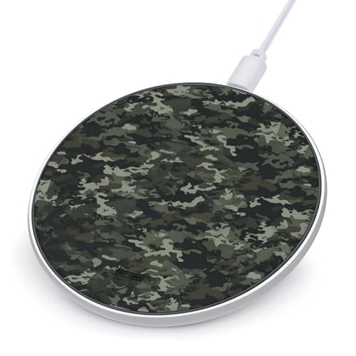 Camouflage Wireless Charger Portable Fast Charging Pad Lightweight Wireless Charging Pad 10W Slim Charging Station for Phone Charger Mat for Travel Home Office Desk