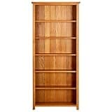 Rustic Oak Bookcase 6 Shelves Wooden Bookshelf for Living Room Study, Simple Timeless Design Display Books Magazines Documents