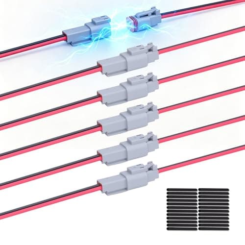 EBILNVKE 16 AWG 2 Pin Deutsch DT Connector - IP68 Waterproof Automotive Electrical Wire Connectors (Male & Female) for Truck Boat Marine Motorcycle LED Light Bar - 6 Kit
