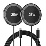 25W Magnetic Wireless Charger: Fast Charging Pad for iPhone 17 16 15 14 13 12 Pro Max, Samsung Galaxy S26 S25, Google Pixel 10, AirPods-Slim Portable for Travel Bedside Office-Black 2 Pack