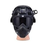 Airsoft Tactical Helmet Full Face Mask with Detachable Goggles, Military Paintball Helmet with Adjustable Strap, NVG Mount & Side Rail, Protective Gear for Tactical Sports