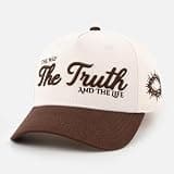 Twin Vision Christian Trucker Hat – Faith-Based Snapback Cap for Men & Women, Adjustable, Embroidered Design (The Way The Truth The Life (John 14:6))
