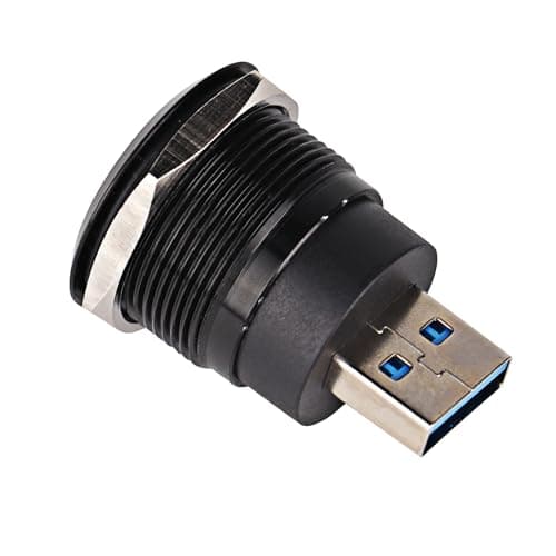 GIASYIEH USB3.0 Panel Mount Connector - M22 Threaded USB Male to Female Extension Adapter with 5Gbps SuperSpeed, Waterproof & Dustproof USB Socket for Car Dashboard/Industrial Equipment