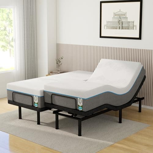 Vipbear Split King Adjustable Bed Frame with Mattress Head and Foot Lift & Head-Pillow-Tilt, Electric Bed Base with Under-Bed LED, Zero Gravity, Wireless Remote, USB Ports, Adjustable Legs
