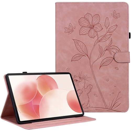 KEFBWAO Case for Samsung Galaxy Tab S10 Lite/S10 FE/ S9 FE 5G 10.9 Inch/Tab S9 11 Inch, Auto Wake/Sleep Multi-Angle Viewing Protective Cover with Pencil Holder, Blush Pink