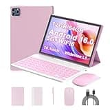 ICONLINK Android 16 Tablet 10 Inch, 12(3+9) GB RAM+64GB ROM, 2 in 1 Tablets with Keyboard Case Mouse Stylus, 2.0GHz Five-core Processor, 1280 * 800 IPS HD Screen, 5G WiFi6 BT 5.3 Tableta PC(Pink)